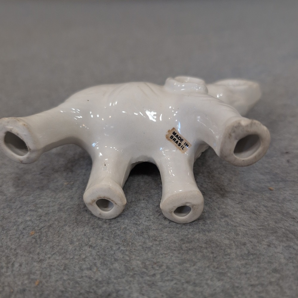 Vintage‎ White Ceramic Elephant Figurine Trunk Up Good Luck Made in Brasil - Picture 6 of 6